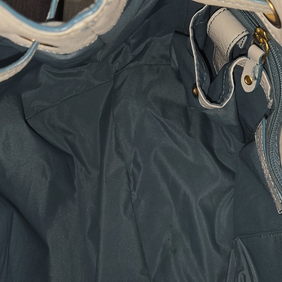 Cole Haan Kayla White Embellished Leather Satchel Shoulder Bag Tote Satchel - Picture 10 of 13